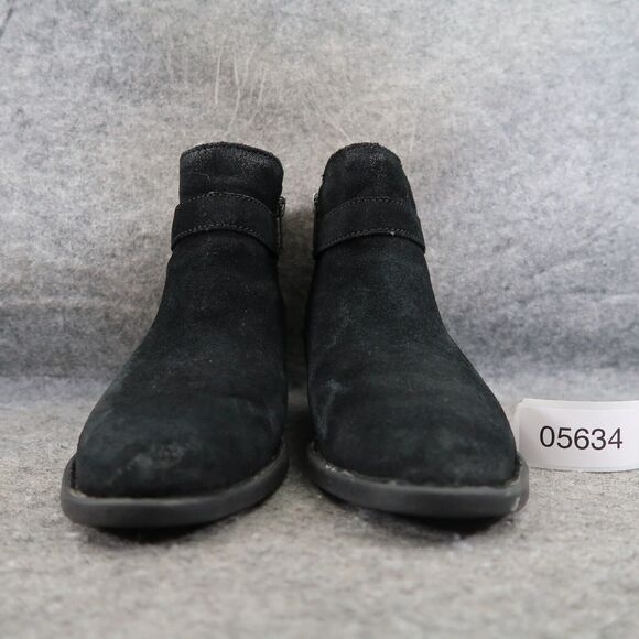 Born Shoes Womens 6 Booties Morocco Leather Distressed Buckle Strap Black Zip - Picture 2 of 16